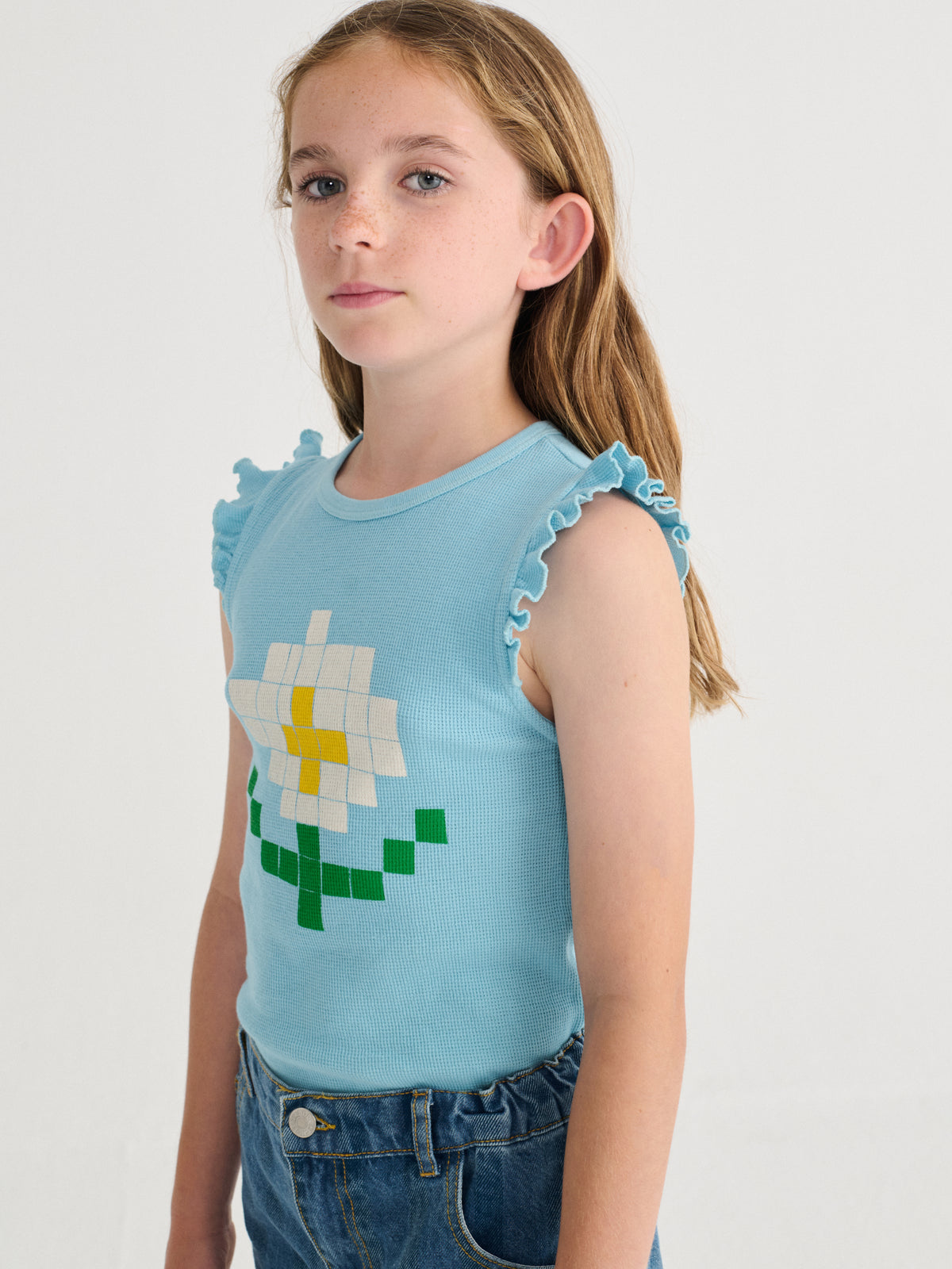 Musculosa ruffled Pixel Daisy