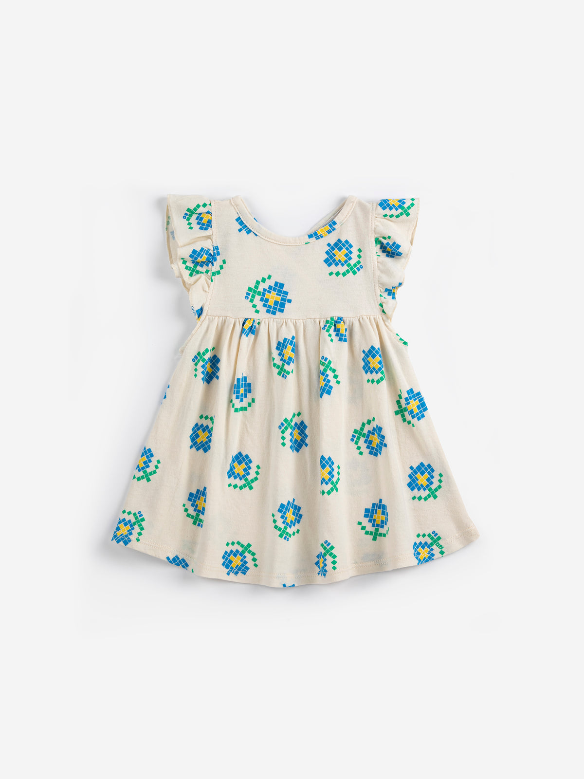 Vestido ruffled Pixel Flowers all over