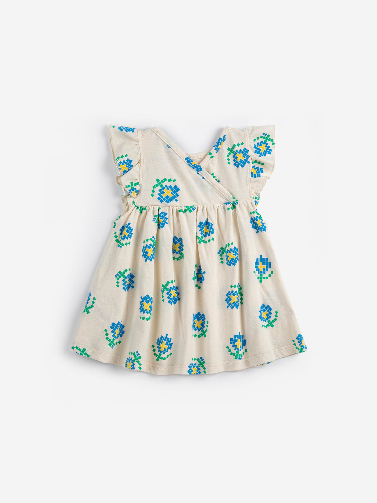 Vestido ruffled Pixel Flowers all over