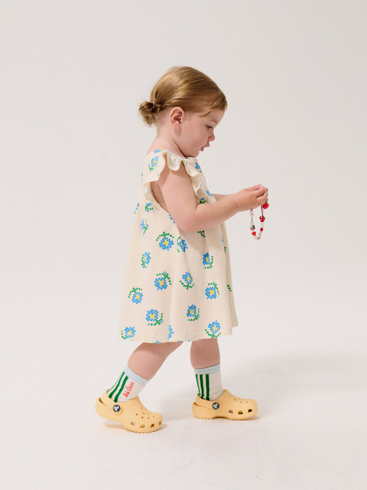 Vestido ruffled Pixel Flowers all over