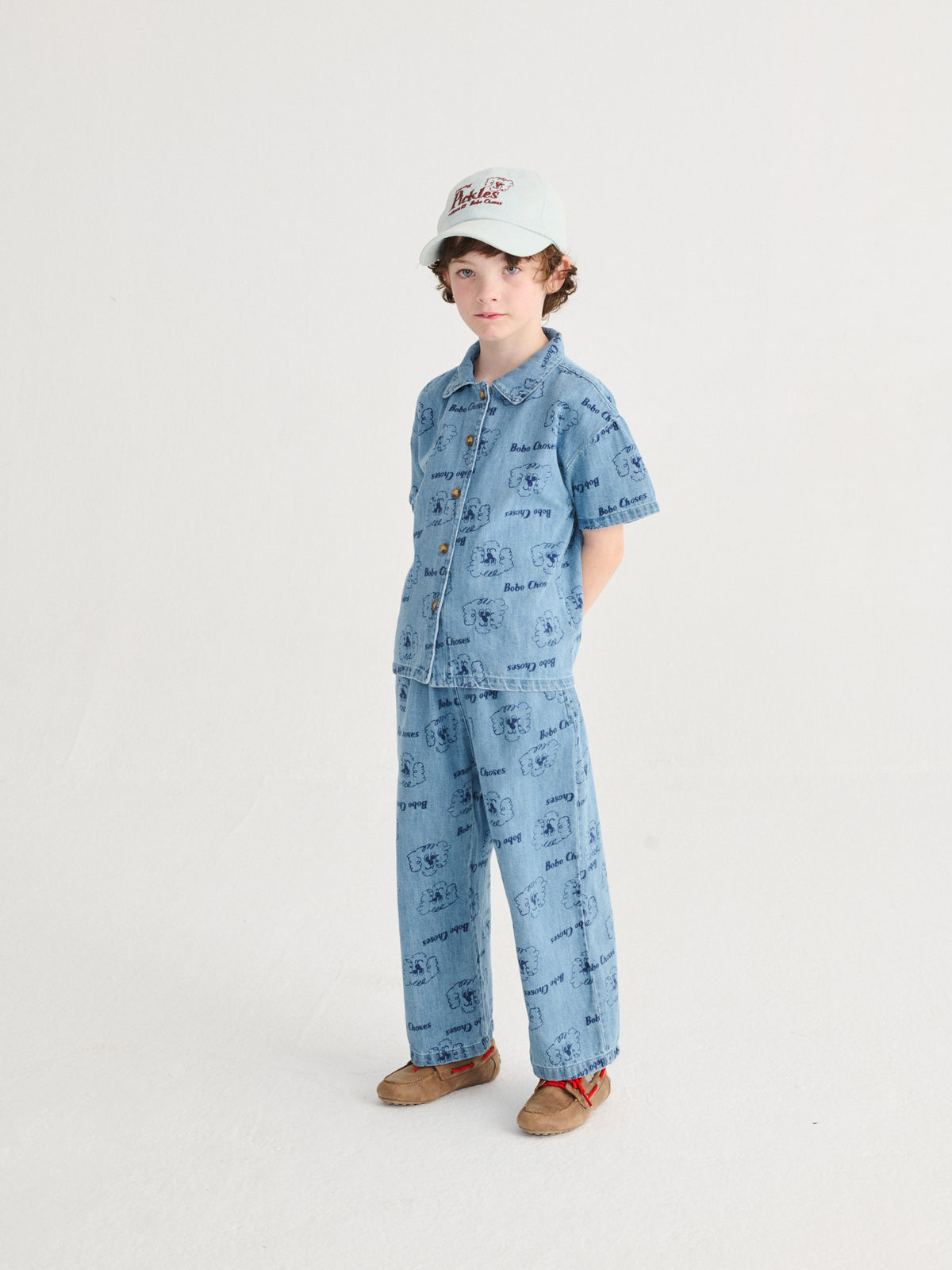 Pantalon light denim Pickles The Dog all over