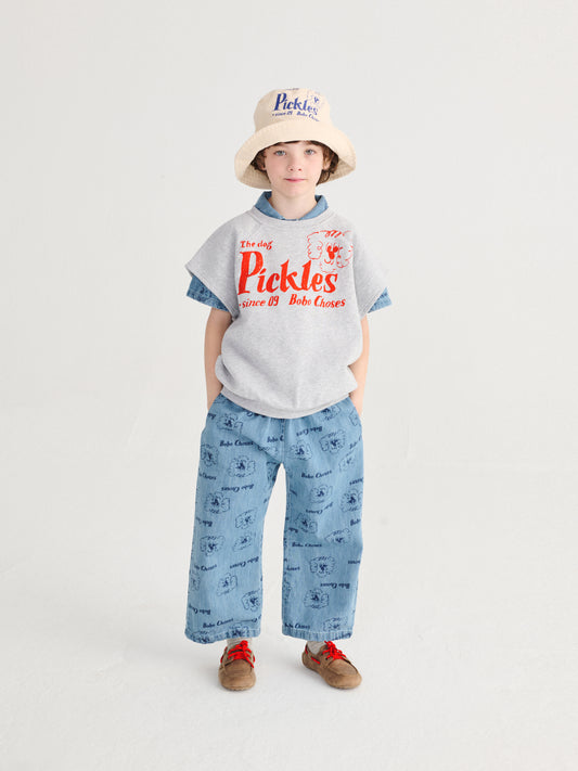 Pantalon light denim Pickles The Dog all over