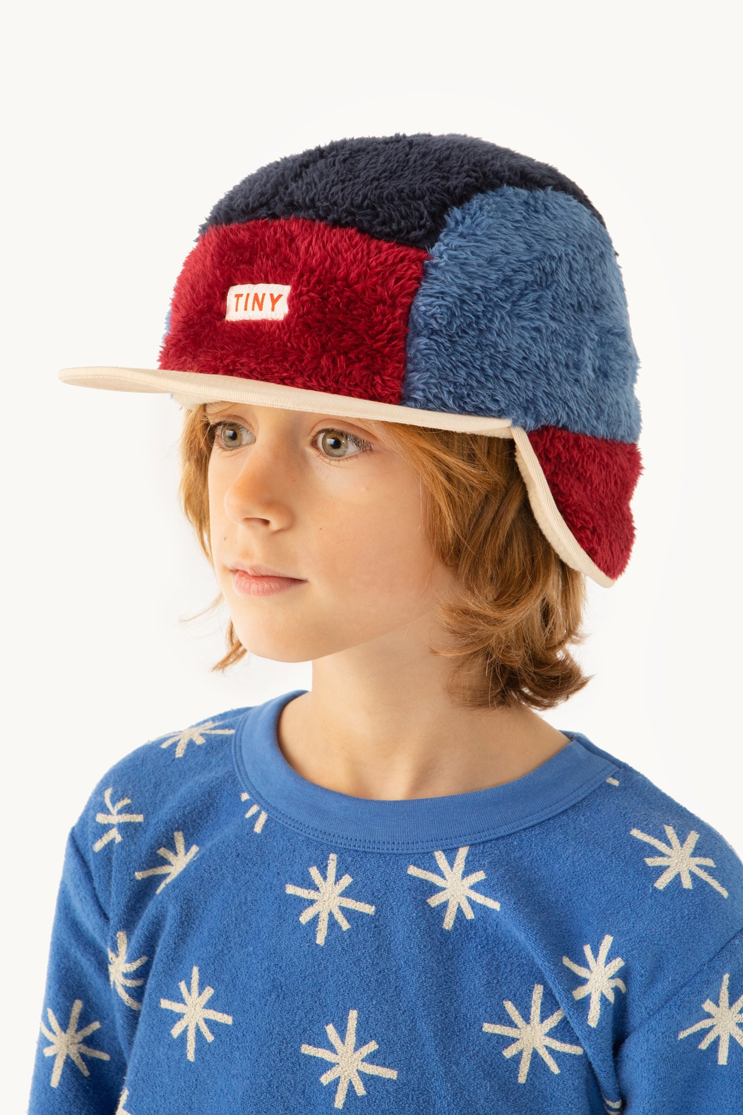 Gorro Polar Sherpa azul y rojo - TALLE S